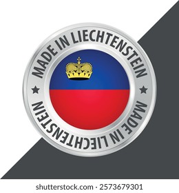 Made in Liechtenstein badge logo flag sticker 3d vector illustration isolated on white