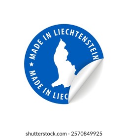 Made in Liechtenstein - Country Map Sticker. Best Quality. Original Product. Vector illustration.