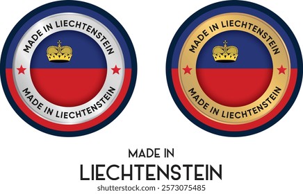 Made in Liechtenstein. Premium labels, stickers, pointer, badge and symbol of Liechtenstein flag icon. Collection vector illustration