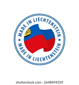 Feito em Liechtenstein selo, adesivo. Ilustração vetorial.