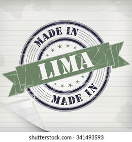 Made in Lima vector rubber stamp on grunge paper