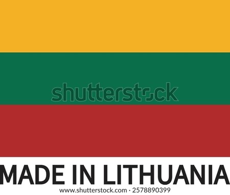 Made in Lithuania with flag . Lithuania product badge icon . Vector illustration