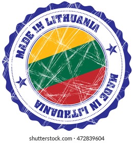 Hecho en Lituania estampado de goma gruesa con bandera