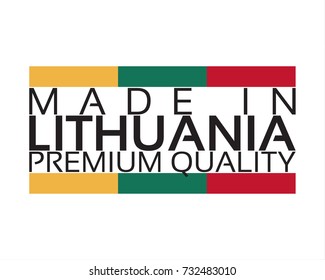 Made in Lithuania icon, premium quality sticker with Lithuanian colors, vector illustration isolated on white background
