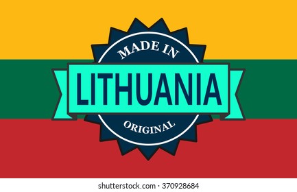 Made in Lithuania label on country flag