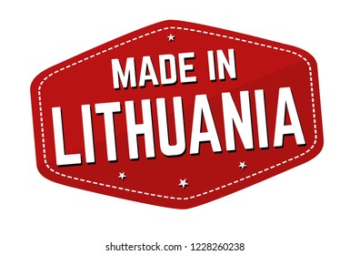 Made in Lithuania label or sticker on white background, vector illustration