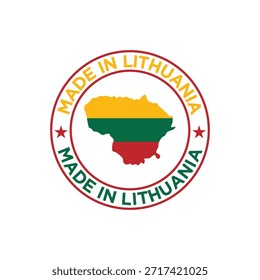 Hecho en Lituania Sello etiqueta con mapa