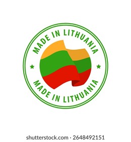 Made in Lithuania stamp, sticker. Vector illustration.