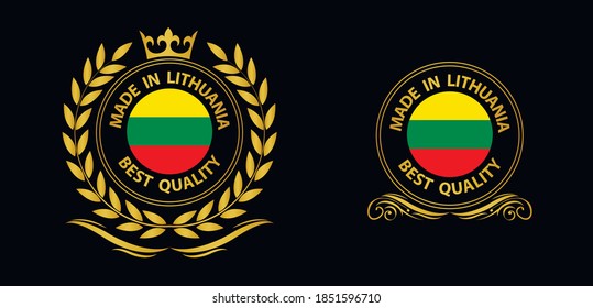 made in Lithuania vector stamp. bagge with Lithuania flag