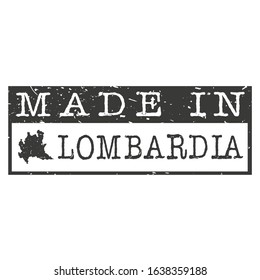Made In Lombardy Italy. Stamp Rectangle Map. Logo Icon Symbol. Design Certificated Vector.