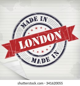 Made in London vector rubber stamp on grunge paper