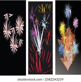 I made lots of pictures of fireworks, with a colorful appearance, which could be pictures used to celebrate parties.