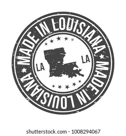 Made in Louisiana State USA Quality Original Stamp Design Vector Art Tourism Souvenir Round.