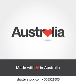 Made with love in Australia. Editable logo vector design. 