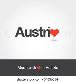 Made with love in Austria. Editable logo vector design. 