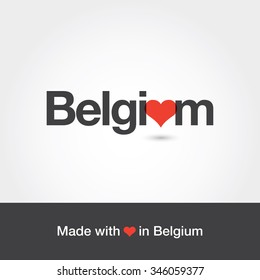 Made with love in Belgium. Editable logo vector design. 