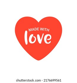 Made with love celebration happy stamp love heart logo hand shape design