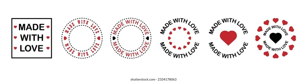 Made with love - collection of vector stamps for gifts or product package.