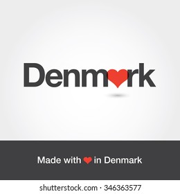 Made with love in Denmark. Editable logo vector design. 