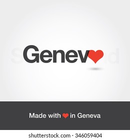 Made with love in Geneva. City of Switzerland. Editable logo vector design. 