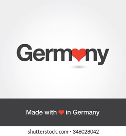 Made with love in Germany. Editable logo vector design. 