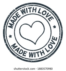 Made with love grunge rubber stamp on white background, vector illustration