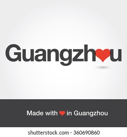 Made with love in Guangzhou. City of China. Editable logo vector design. 