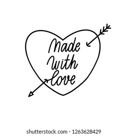 Made with love Hand Drawing Vector Lettering design.