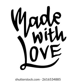 Made with Love. Hand Drawn Modern Lettering with Hearts