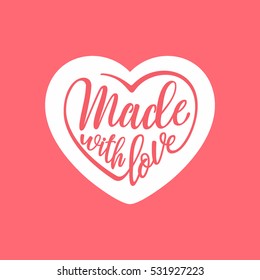 Made with love. Handwritten stylized heart. Vector illustration