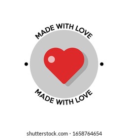 Made With Love icon. Flat style illustration. Isolated on white background. 
