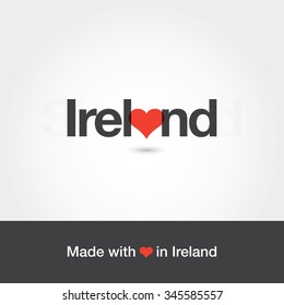 Made with love in Ireland. Editable logo vector design. 