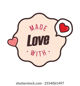 Made with love label simple flat design