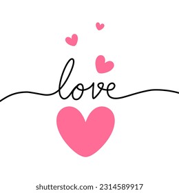 Made with love lettering with heart symbol. Hand drawn black line calligraphy. Ink vector inscription isolated on white background. Lettering for your handcrafted goods, product, shop, tags, labels