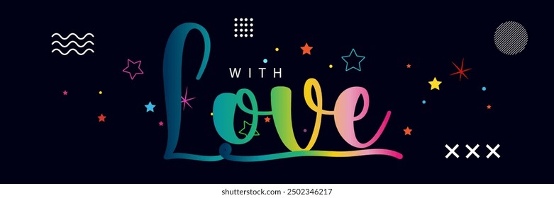 Made with love lettering with heart symbol. Hand drawn black line calligraphy. Ink vector inscription isolated on white background, with love hand lettering inscription