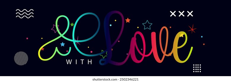 Made with love lettering with heart symbol. Hand drawn black line calligraphy. Ink vector inscription isolated on white background, with love hand lettering inscription