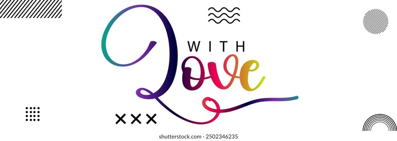 Made with love lettering with heart symbol. Hand drawn black line calligraphy. Ink vector inscription isolated on white background, with love hand lettering inscription