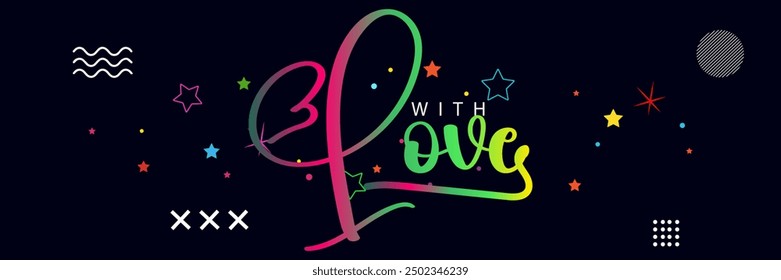 Made with love lettering with heart symbol. Hand drawn black line calligraphy. Ink vector inscription isolated on white background, with love hand lettering inscription