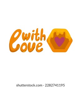 Made with love lettering. Honey inscription. Ink vector inscription isolated on white background. Lettering for your handcrafted goods, product, shop, tags, labels