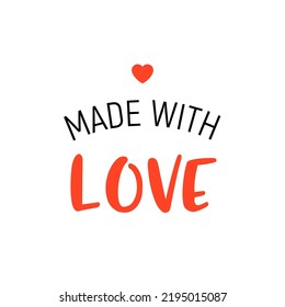 Made with love logo handmade vector illustration. Made love letter sign template label round mark