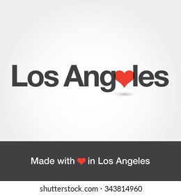 Made with love in Los Angeles. City of United States of America. Editable logo vector design. 