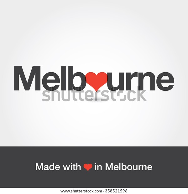 Made with love in Melbourne. City of Australia. Editable logo vector design.