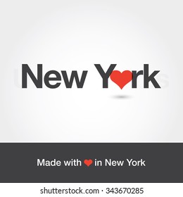 Made with love in New York. City of United States of America. Editable logo vector design. 