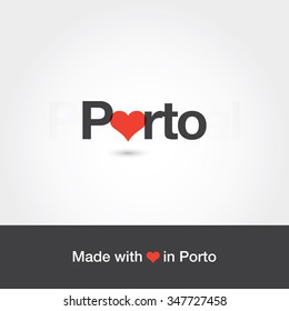 Made with love in Porto. City of Portugal. Editable logo vector design. 