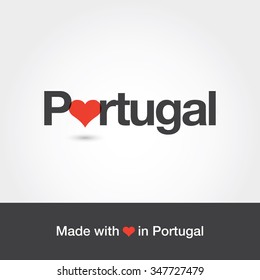Made with love in Portugal. Editable logo vector design. 