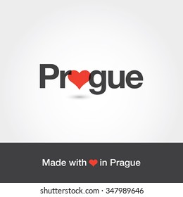 Made with love in Prague. City of Czech Republic. Editable logo vector design. 