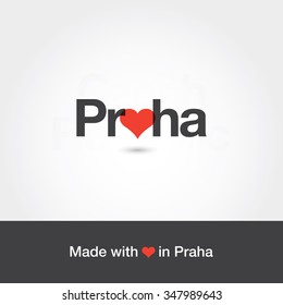 Made with love in Praha. City of Czech Republic. Editable logo vector design. 