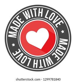 Made With Love Quality Stamp Round Design Vector Insignia Valentine's Day