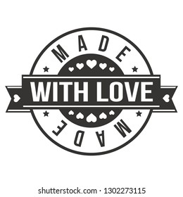 Made With Love Quality Stamp Round Design Vector Insignia Valentine's Day