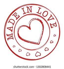 Made With Love Quality Stamp Round Design Vector Insignia Valentine's Day